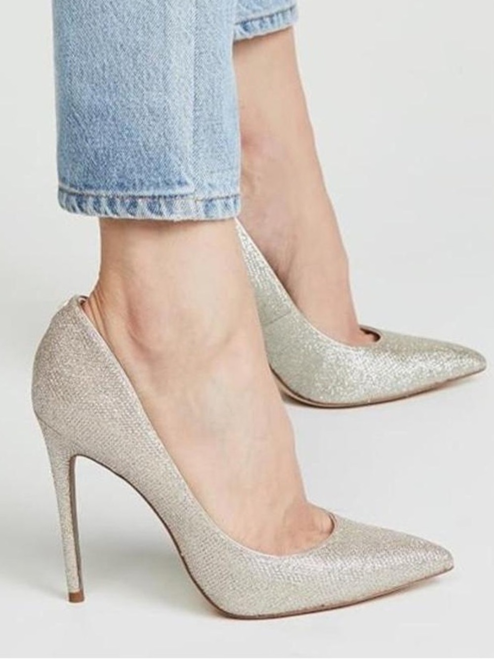 Sam Edelman Glitter Pointed Toe Stiletto Pumps - Gold Glitter. New NBox